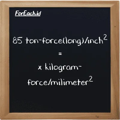 Example ton-force(long)/inch<sup>2</sup> to kilogram-force/milimeter<sup>2</sup> conversion (85 LT f/in<sup>2</sup> to kgf/mm<sup>2</sup>)